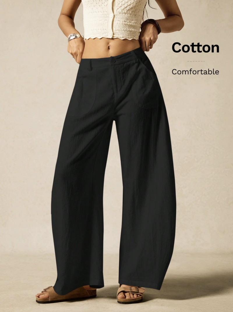 Perry Black Relaxed Fit Cotton Linen Pants