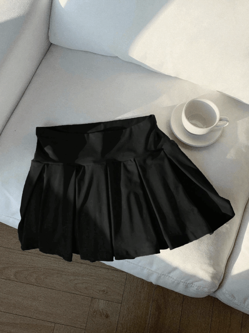 Hirina Black Pleated Stretchy Skirt - Image 4