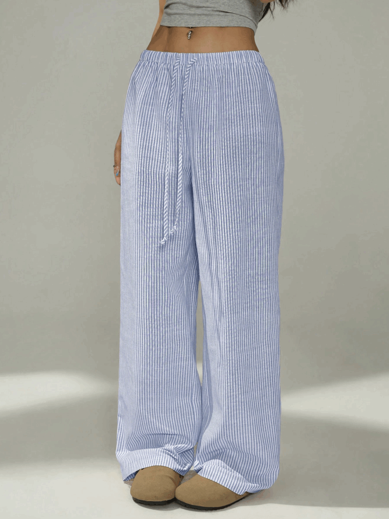 Eunia Blue Stripe Cotton Relaxed Fit Jogger