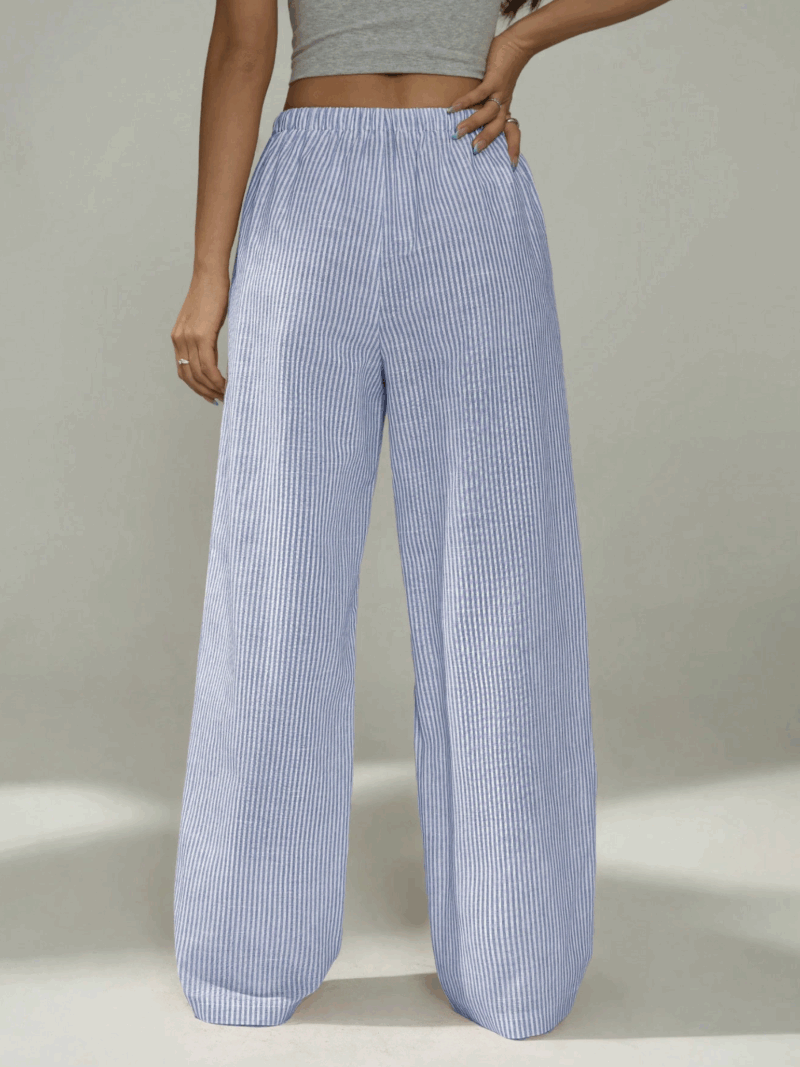 Eunia Blue Stripe Cotton Relaxed Fit Jogger - Image 2