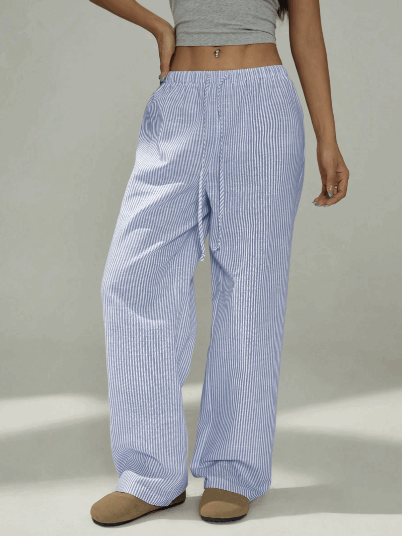 Eunia Blue Stripe Cotton Relaxed Fit Jogger - Image 4