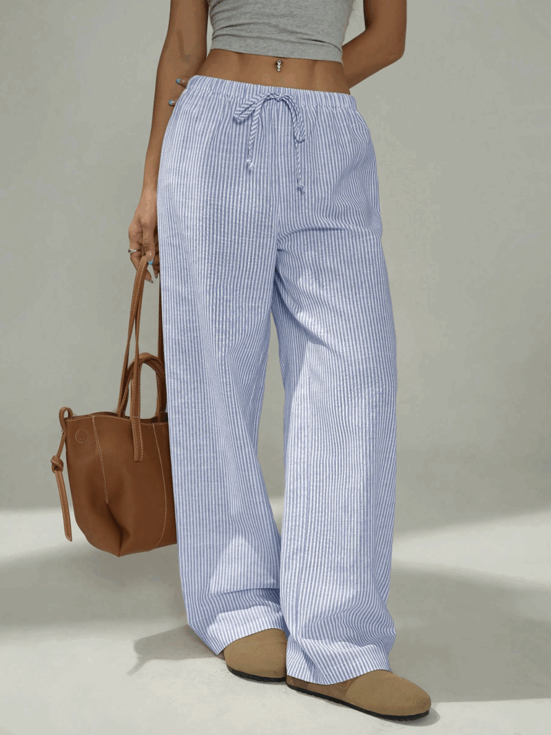 Eunia Blue Stripe Cotton Relaxed Fit Jogger - Image 5