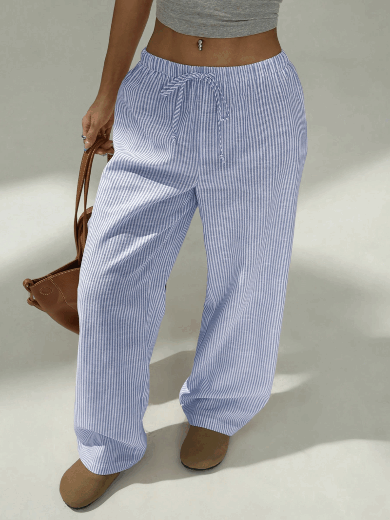 Eunia Blue Stripe Cotton Relaxed Fit Jogger - Image 6