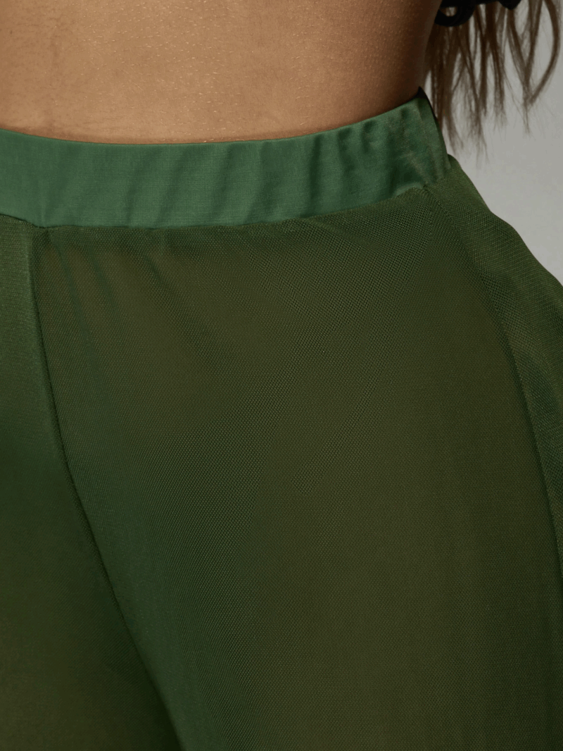 Wami Green Mesh Flared Leg Mesh Pant - Image 3