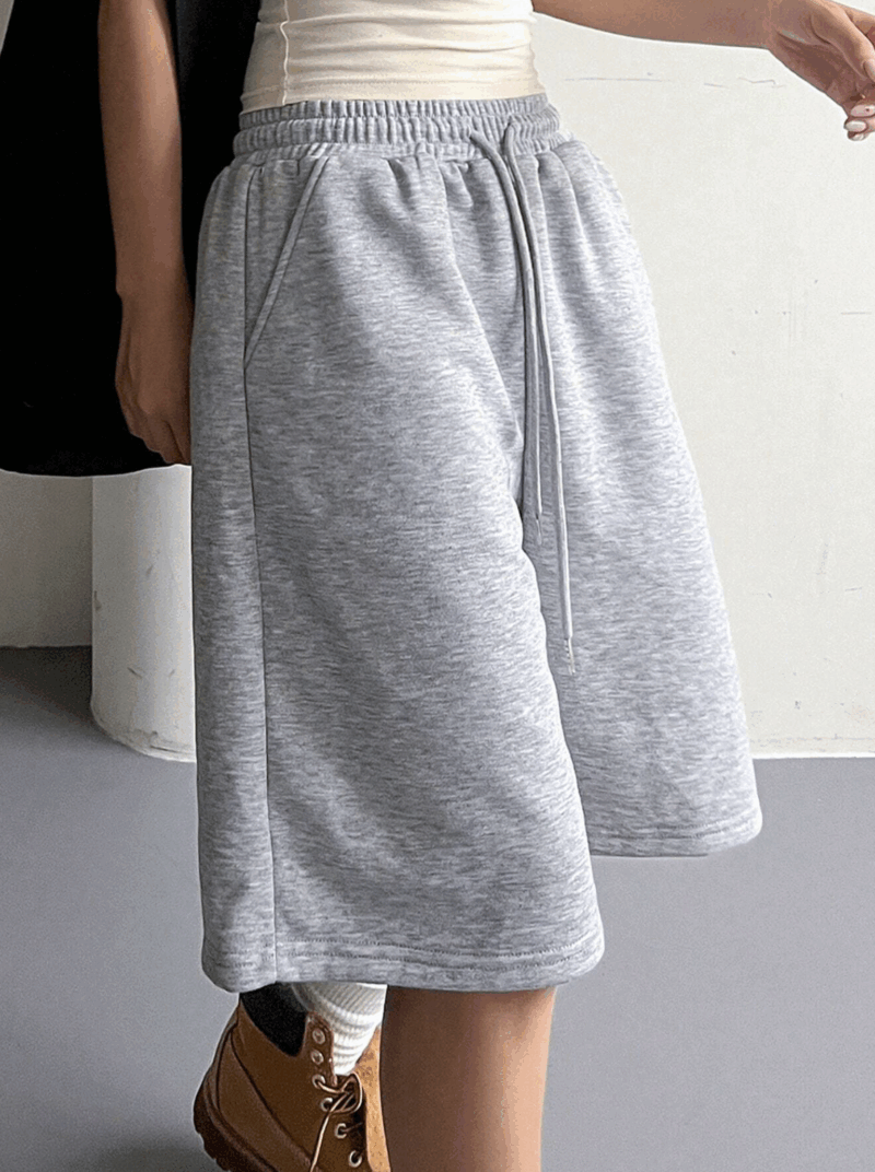 Evely Grey Relaxed Fit Cotton Fleece Shorts
