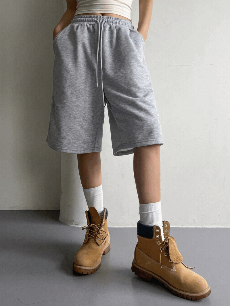 Evely Grey Relaxed Fit Cotton Fleece Shorts - Image 3