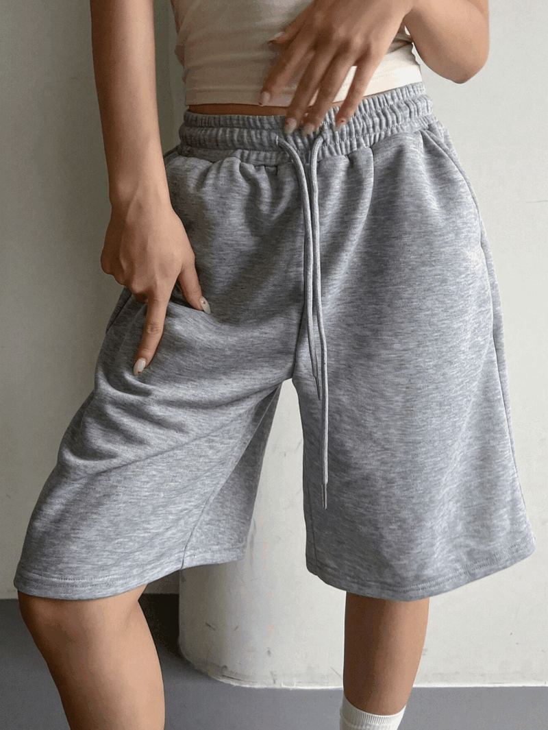 Evely Grey Relaxed Fit Cotton Fleece Shorts - Image 4