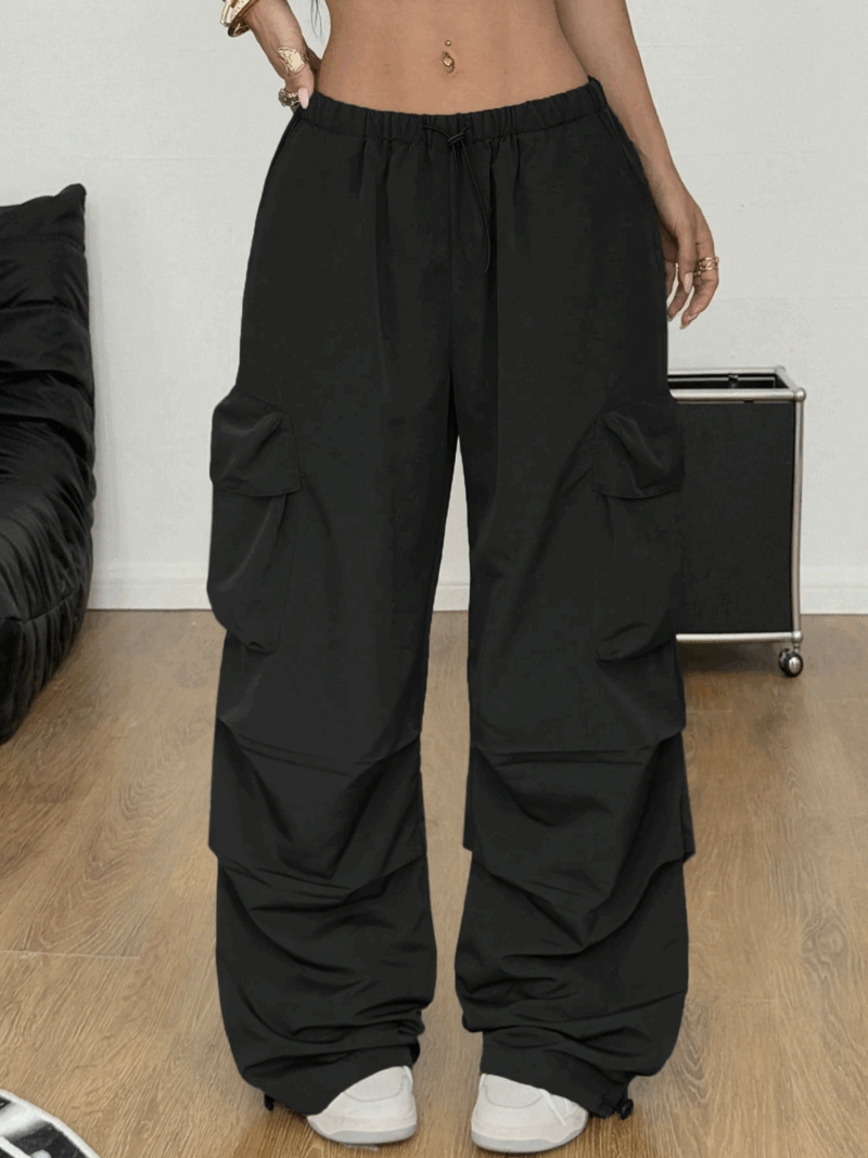 Sivy Black Oversized Cargo Pants - Image 3