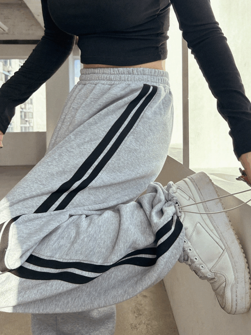 Beth Grey Contrast Tape Relaxed Fit Jogger