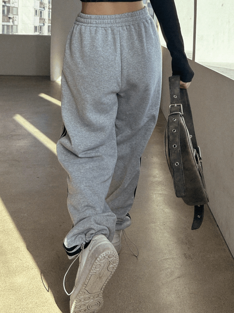 Beth Grey Contrast Tape Relaxed Fit Jogger - Image 2