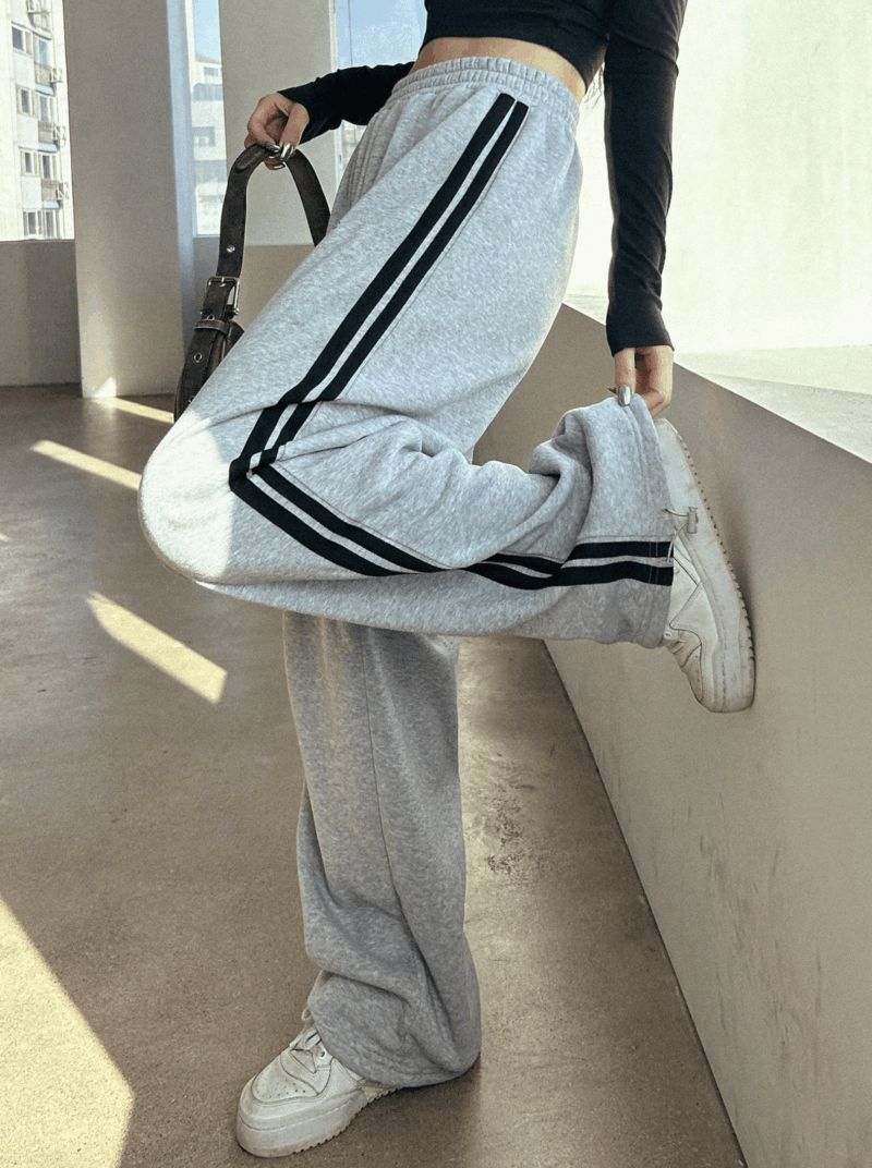 Beth Grey Contrast Tape Relaxed Fit Jogger - Image 3