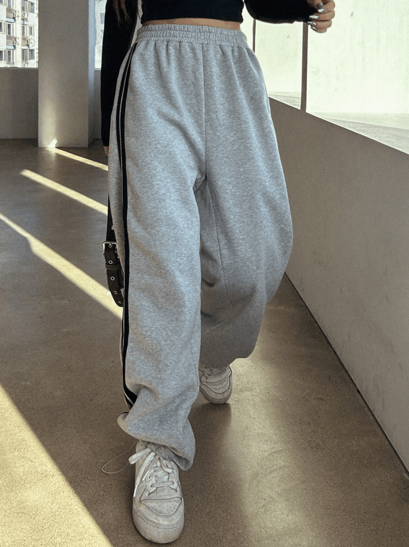 Beth Grey Contrast Tape Relaxed Fit Jogger - Image 6