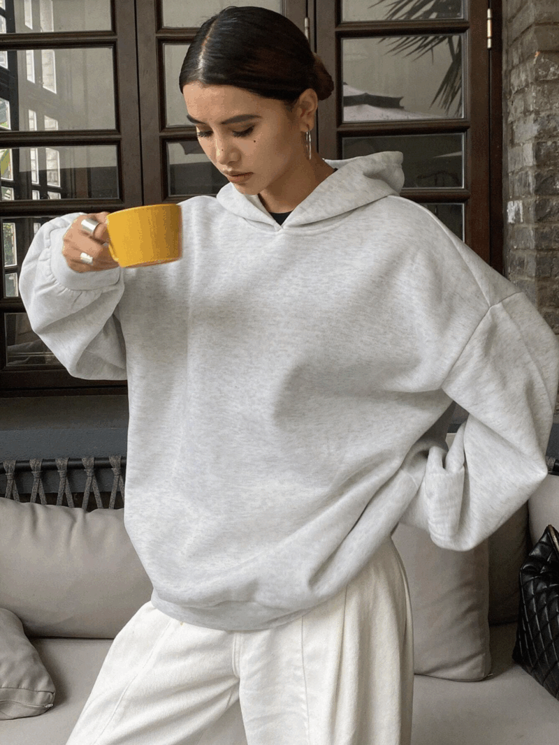 Pri grey Oversized Cotton Hoodie