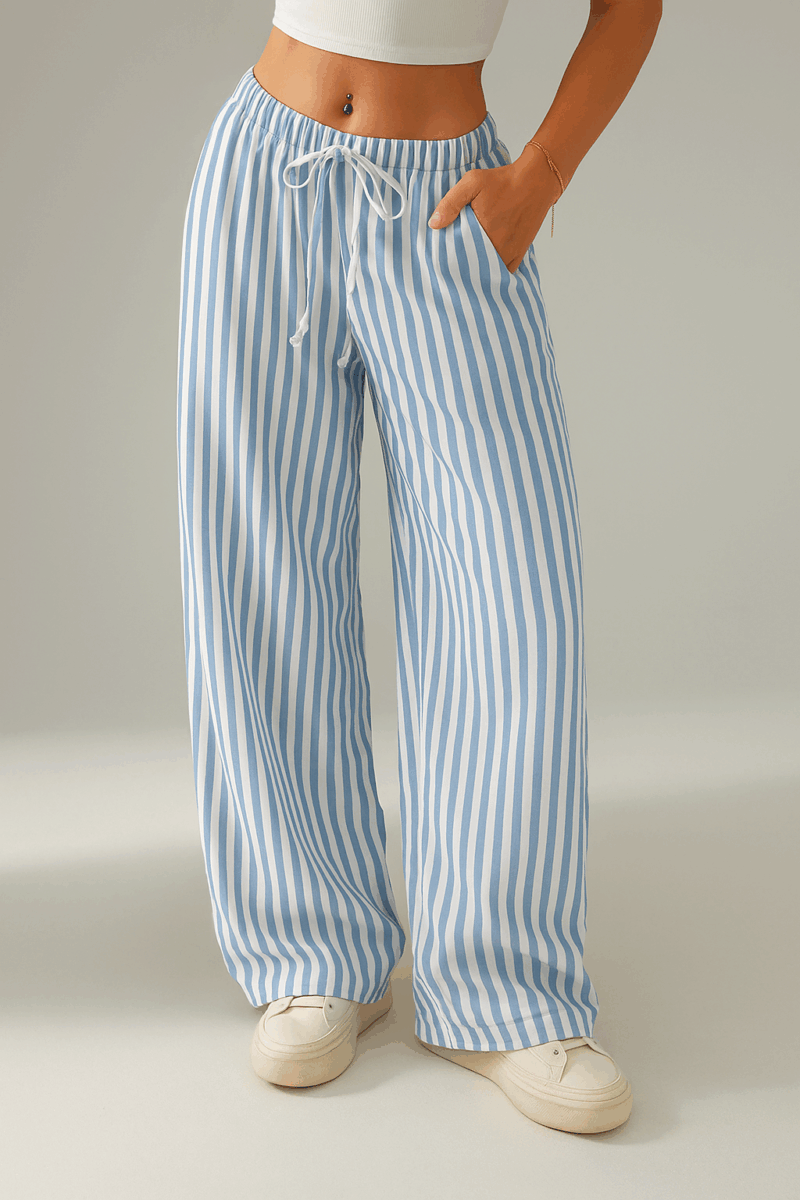 Mivi Blue White Stripes Cotton Relaxed Fit Jogger