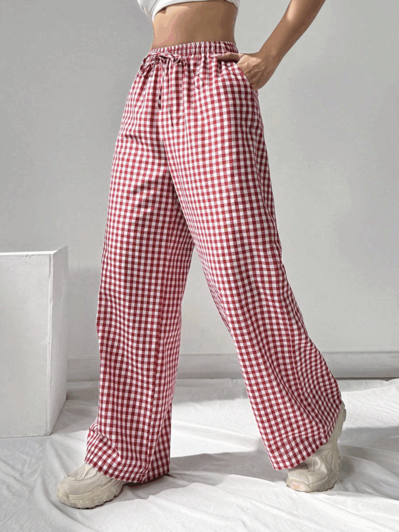 Rizzy Red Check Relaxed Fit Jogger