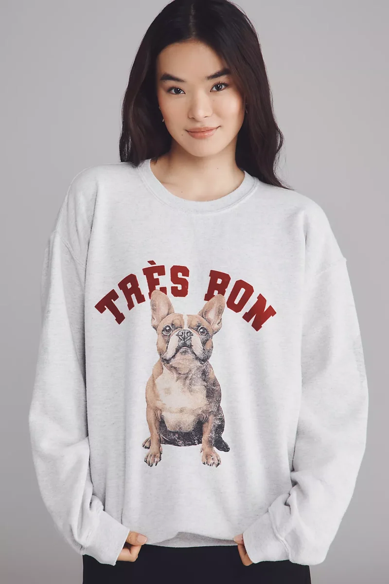 Tres Bon Puppy Relaxed Fit Grey Sweatshirt