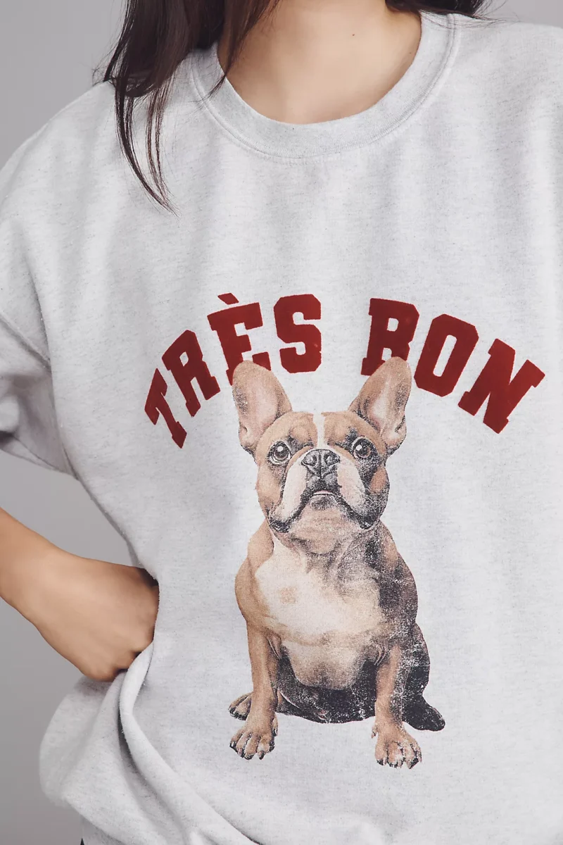Tres Bon Puppy Relaxed Fit Grey Sweatshirt - Image 4
