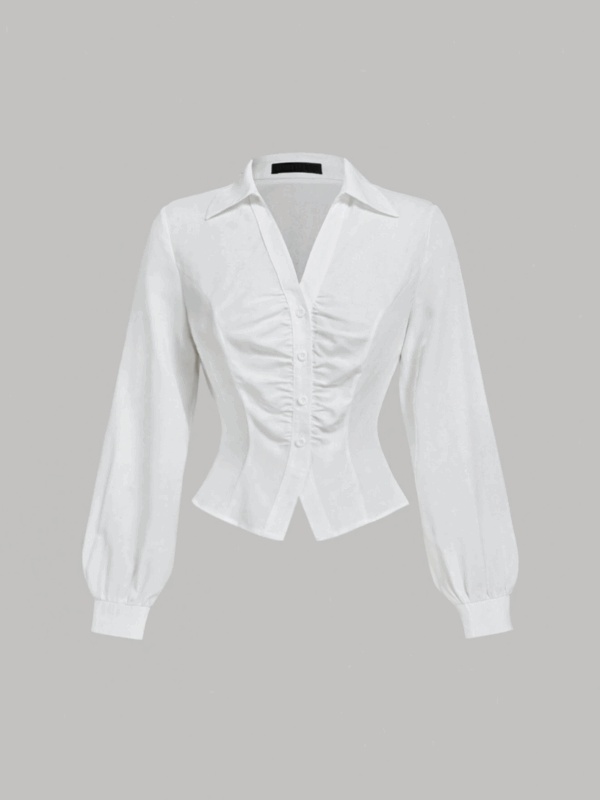 Deezy White Full Sleeves Pleated Cotton Shirt