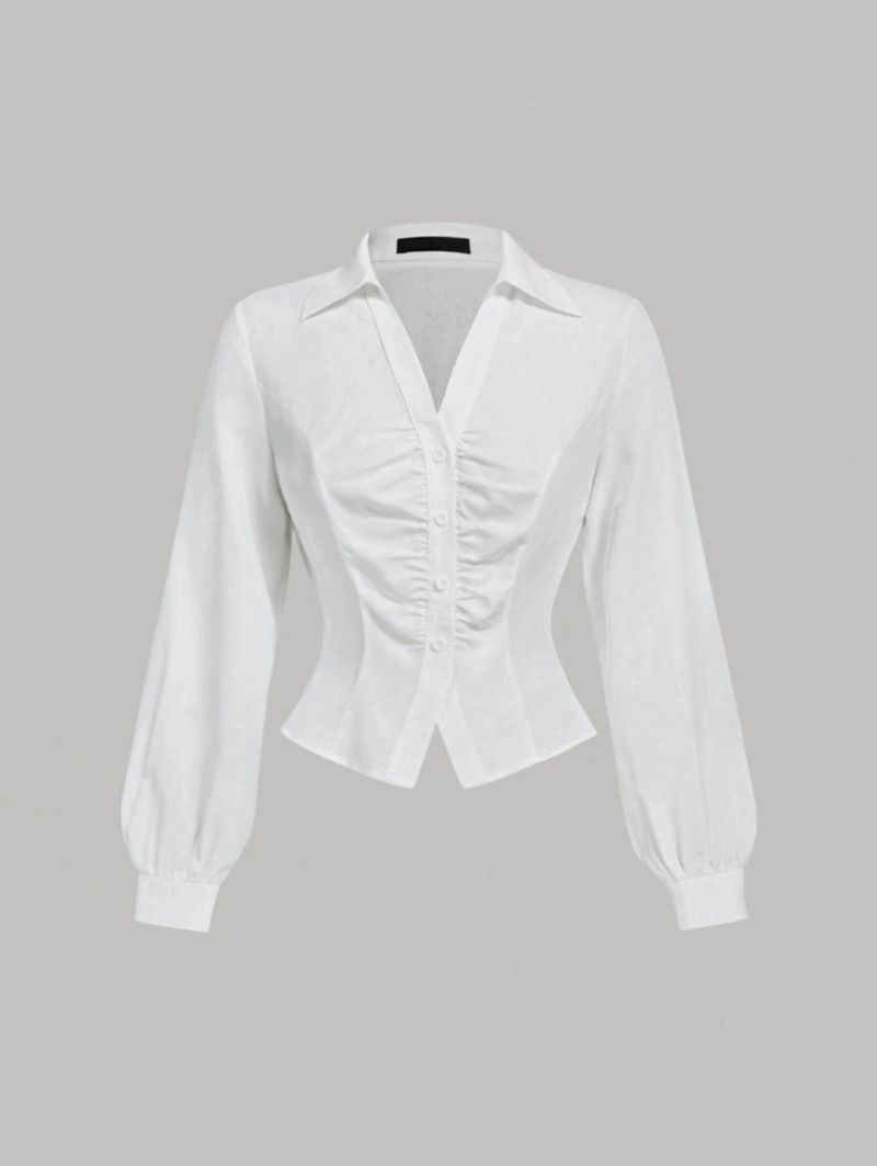Deezy White Full Sleeves Pleated Cotton Shirt