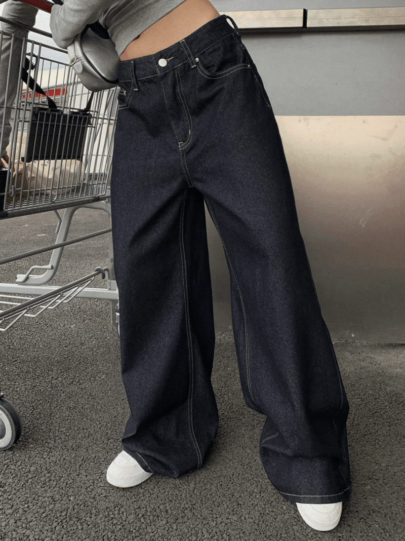 Herica Black Contrast Stitch Relaxed Fit Pants - Image 2