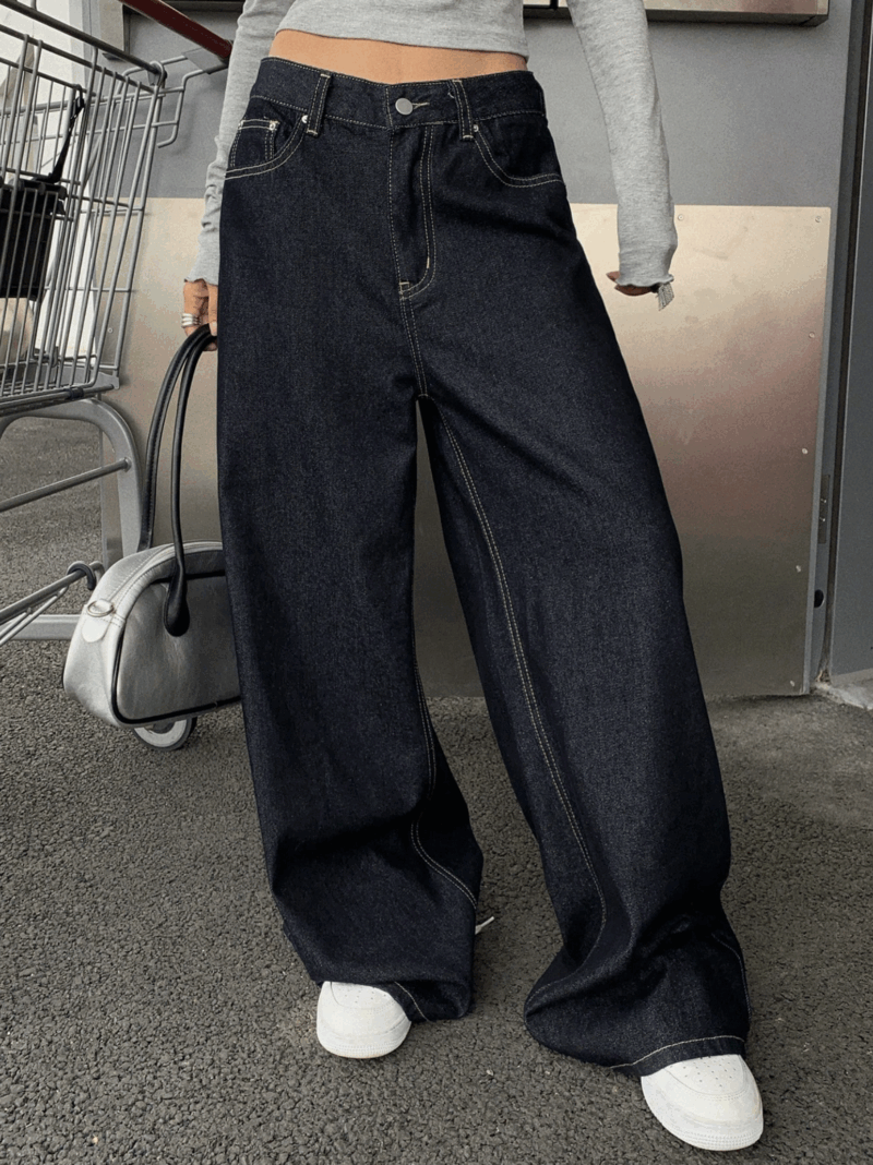 Herica Black Contrast Stitch Relaxed Fit Pants - Image 5