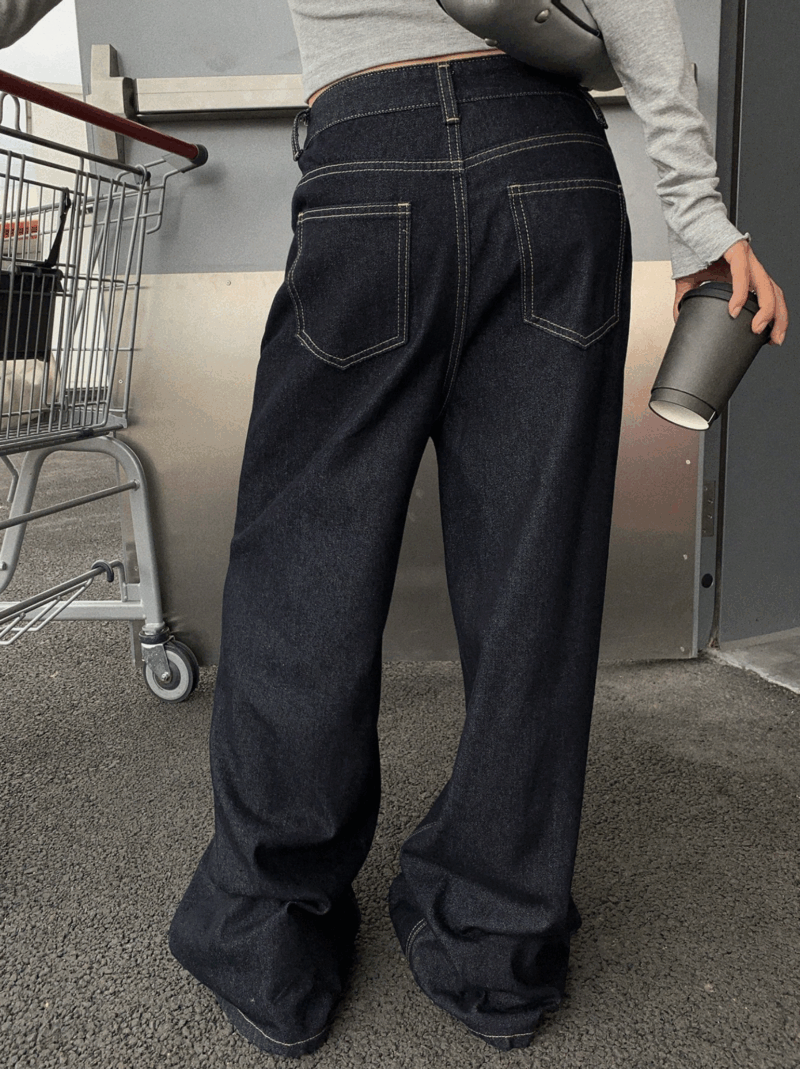Herica Black Contrast Stitch Relaxed Fit Pants - Image 6
