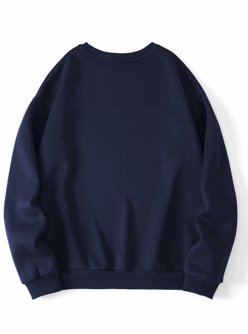 Navy Blue Relaxed Fit Fleece Cotton Sweatshirt