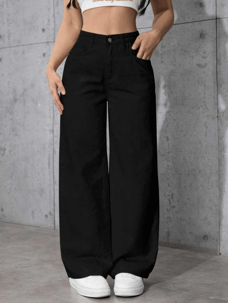 Briana Black Cotton Cargo Pants