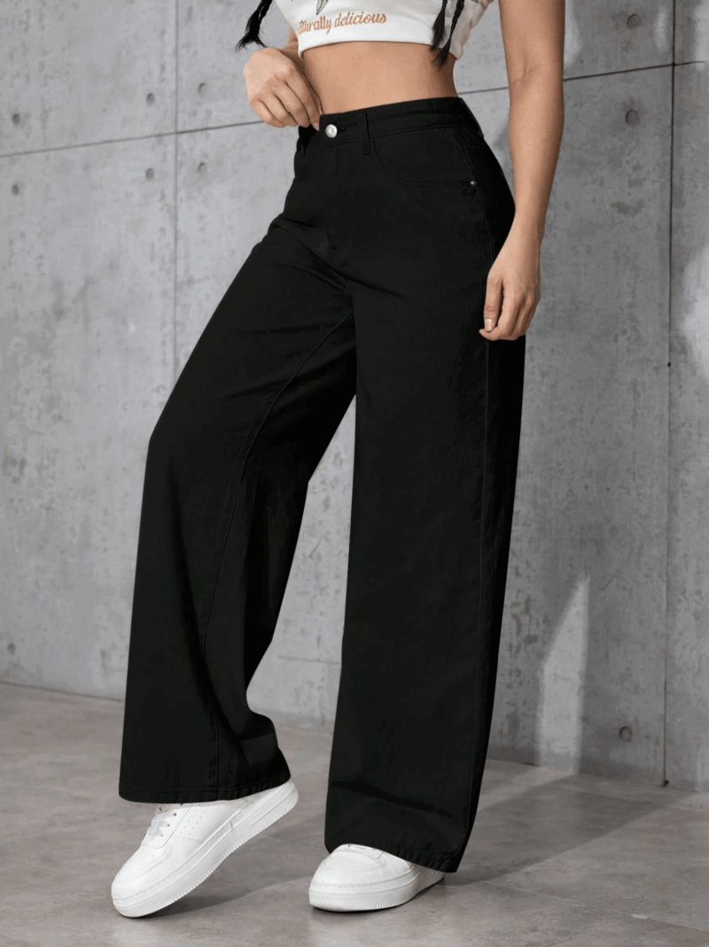 Briana Black Cotton Cargo Pants - Image 3