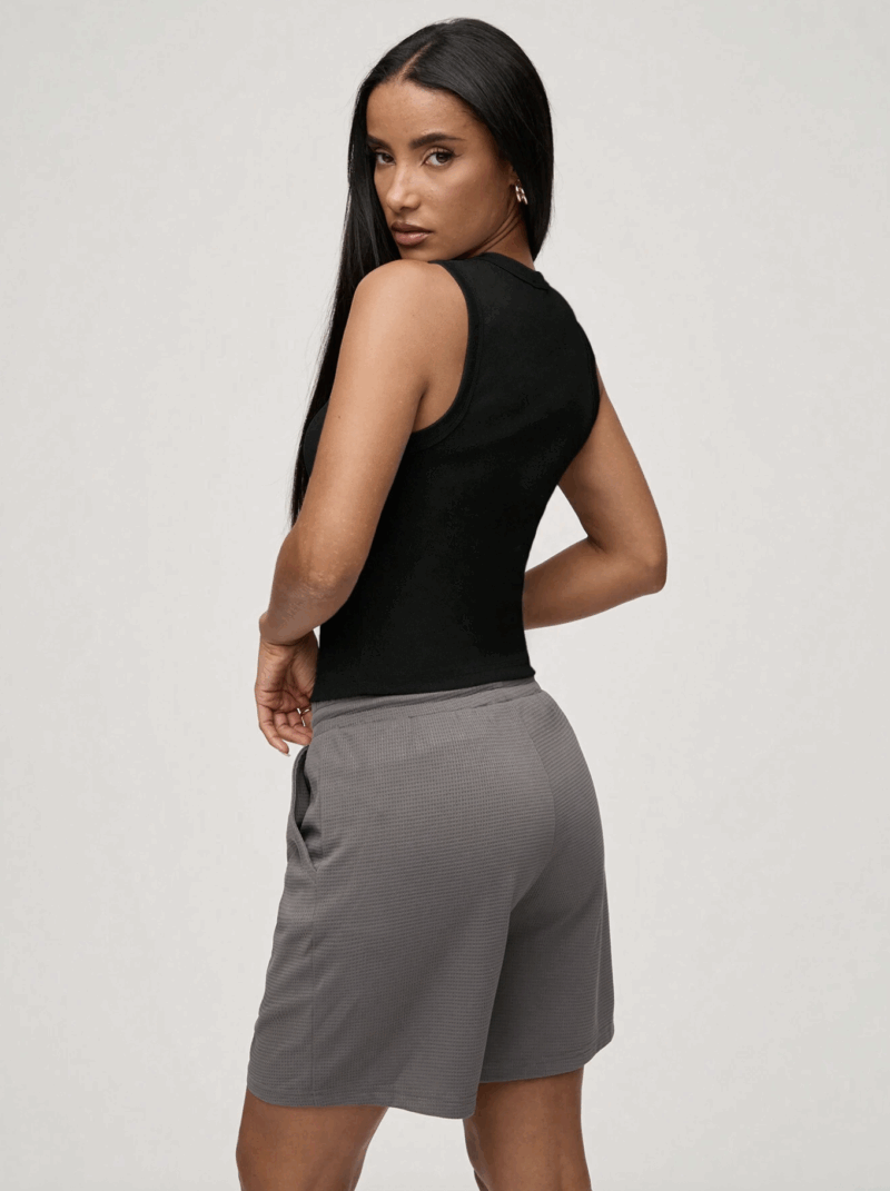 Riley Black Buttoned Round Neck Top - Image 2