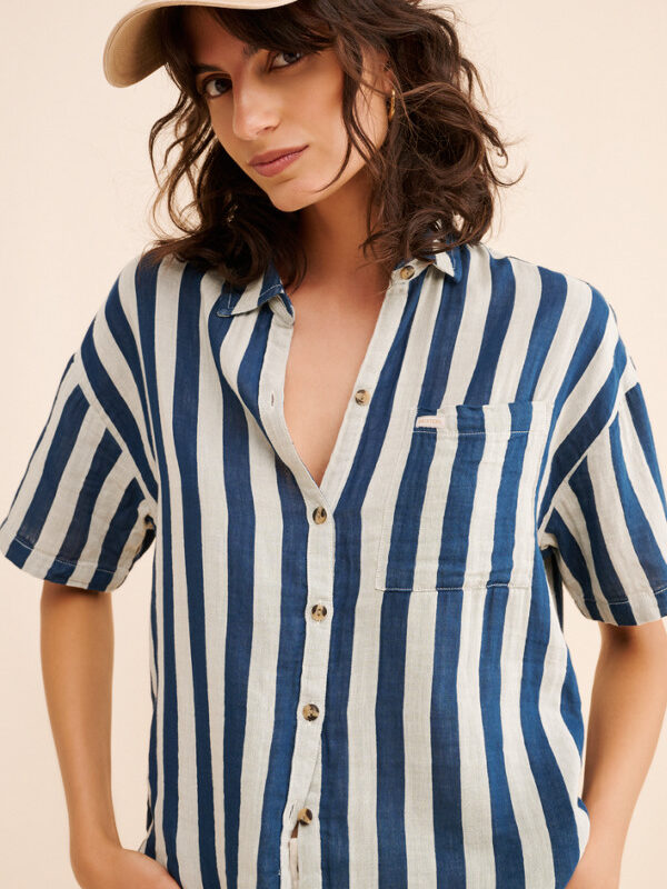 Nevil Blue White Stripe Cotton Shirt