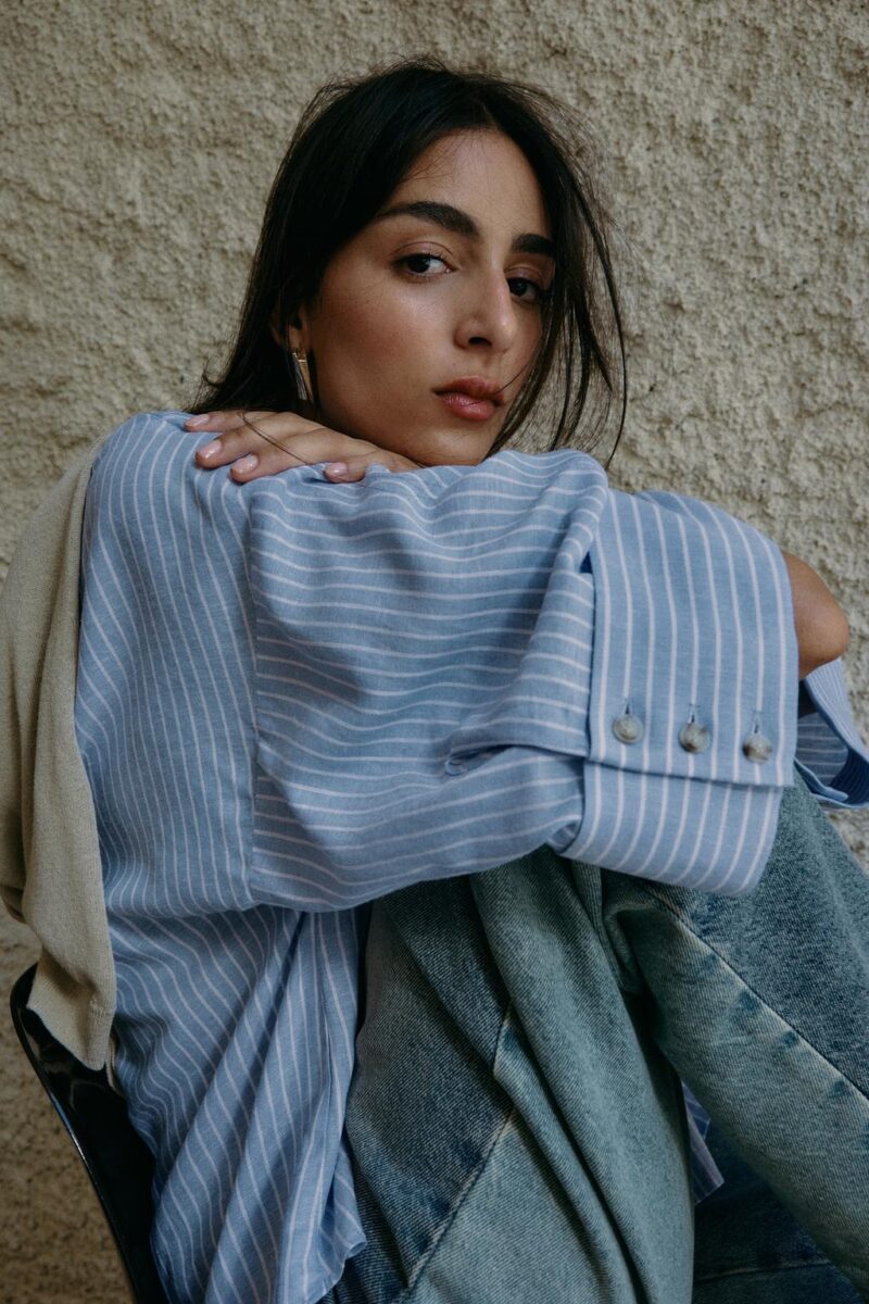 Layla Blue Stripes Relaxed Fit Oversized Shirt - Image 2