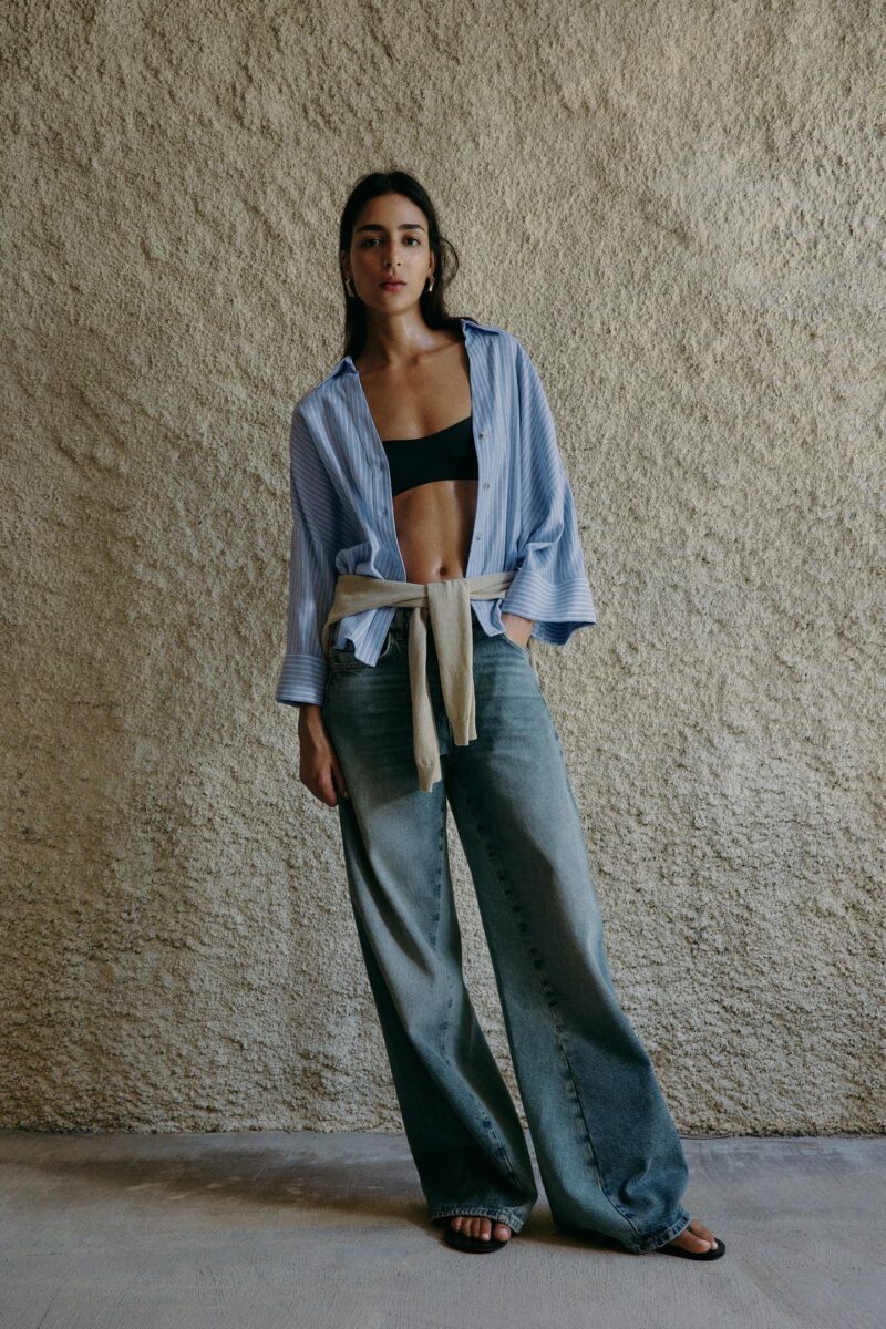 Layla Blue Stripes Relaxed Fit Oversized Shirt - Image 4