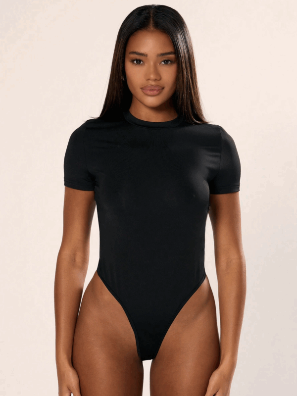 Pevica Black Short Sleeves Stretchy Bodysuit