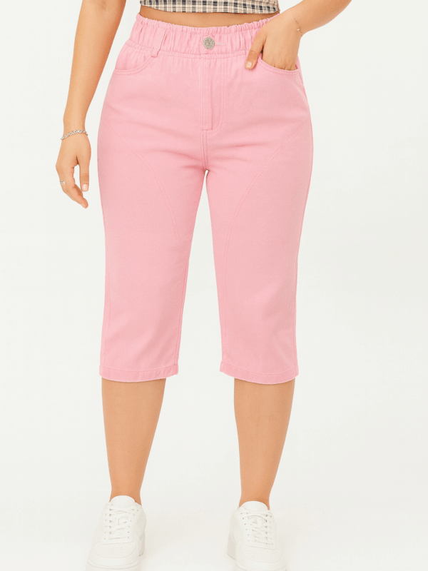 Idri Pink Petite Cotton Capri Shorts