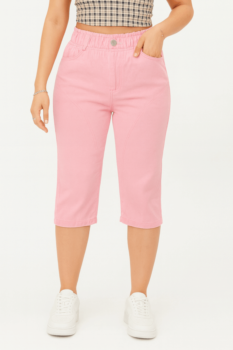 Idri Pink Petite Cotton Capri Shorts