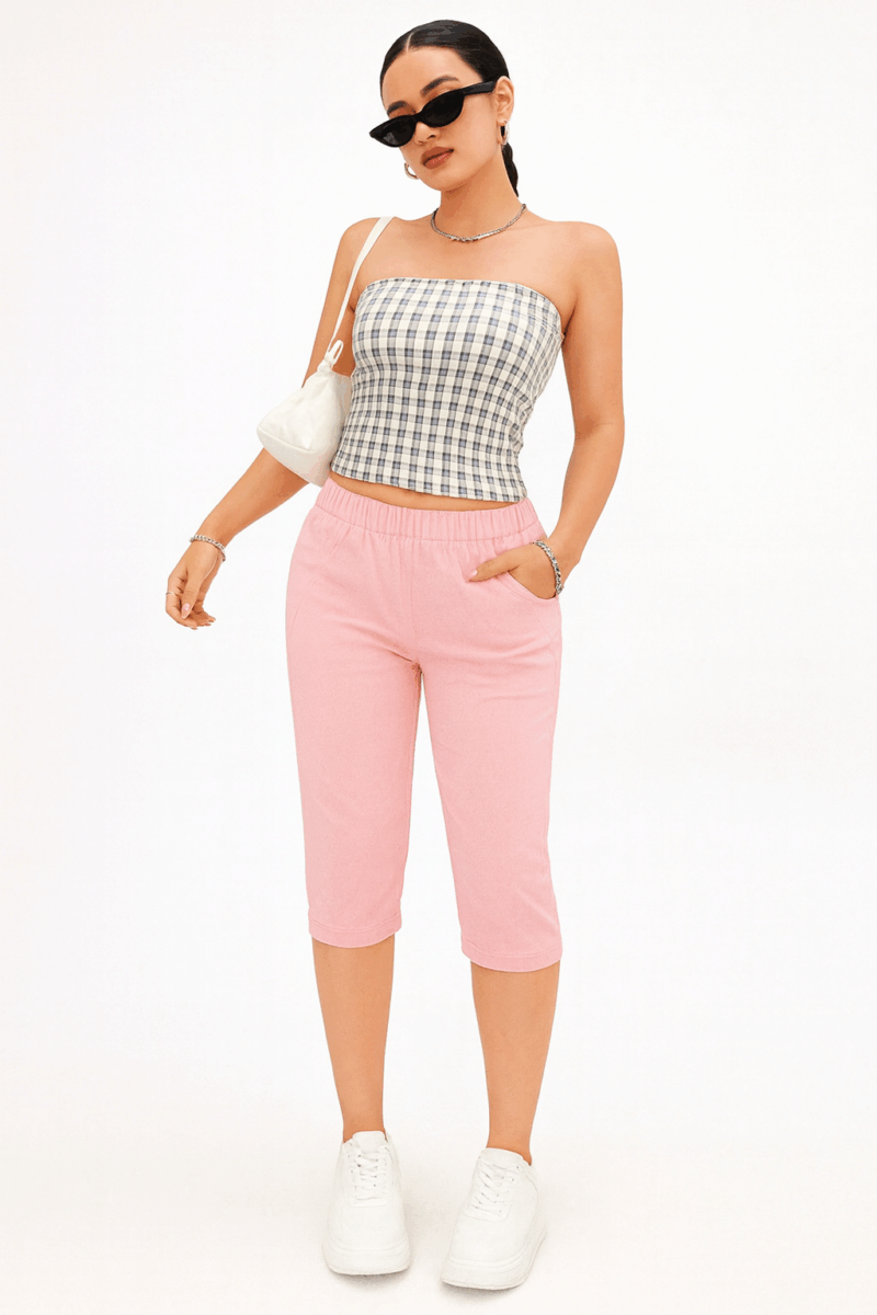 Idri Pink Petite Cotton Capri Shorts - Image 3