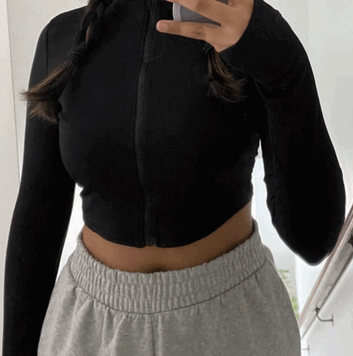 Emily Black Front Zipper Top photo review
