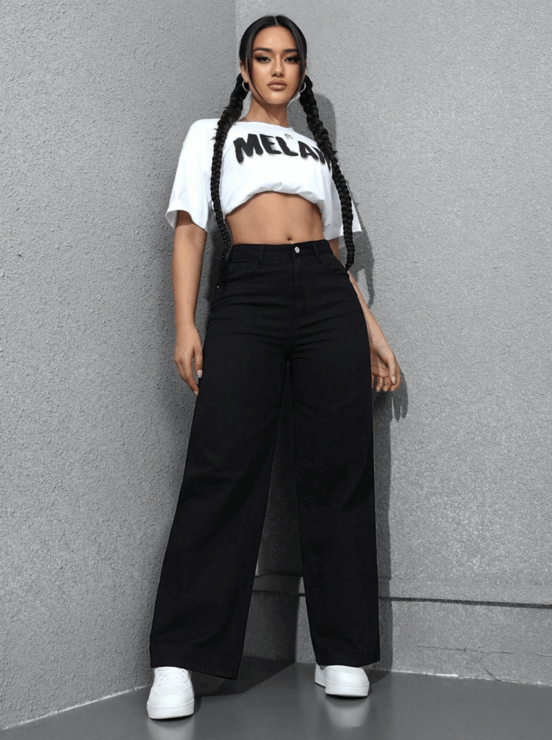 Strima Black Relaxed Fit Cotton Pants - Image 2