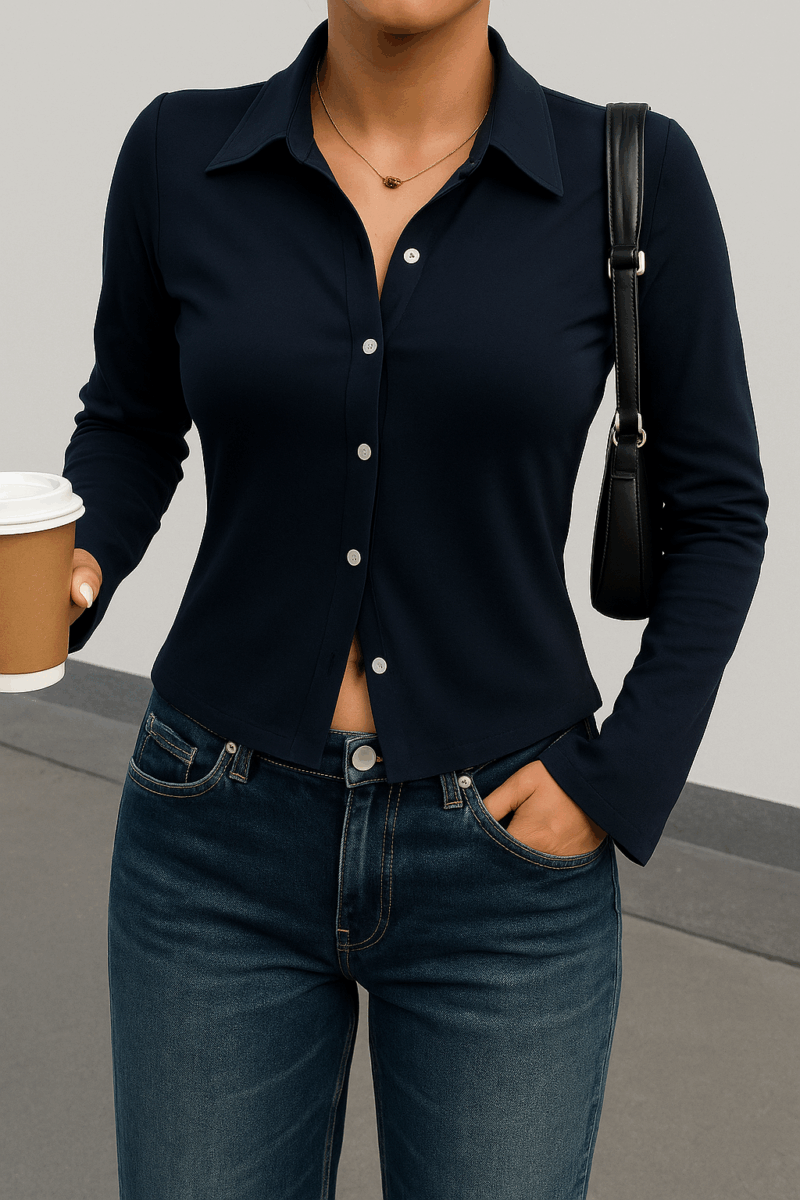 Shivy Navy Blue Pleated Full Sleeves Shirt - Image 3