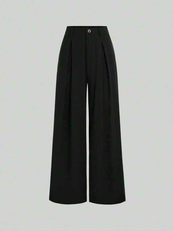Jamie Black Pleated Tailored Cotton Trousers