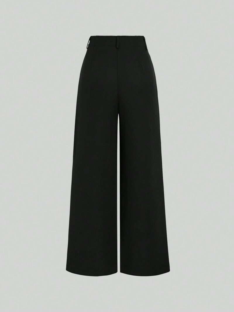 Jamie Black Pleated Tailored Cotton Trousers - Image 2