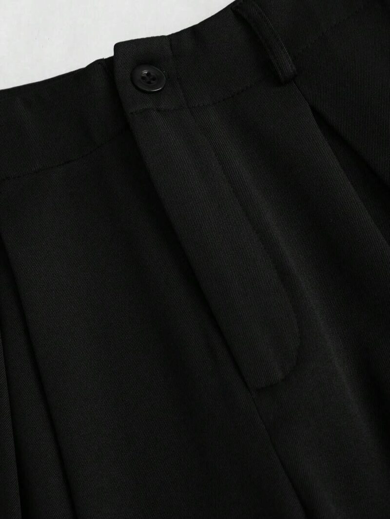 Jamie Black Pleated Tailored Cotton Trousers - Image 3