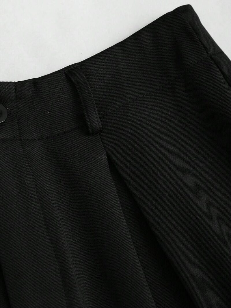 Jamie Black Pleated Tailored Cotton Trousers - Image 5
