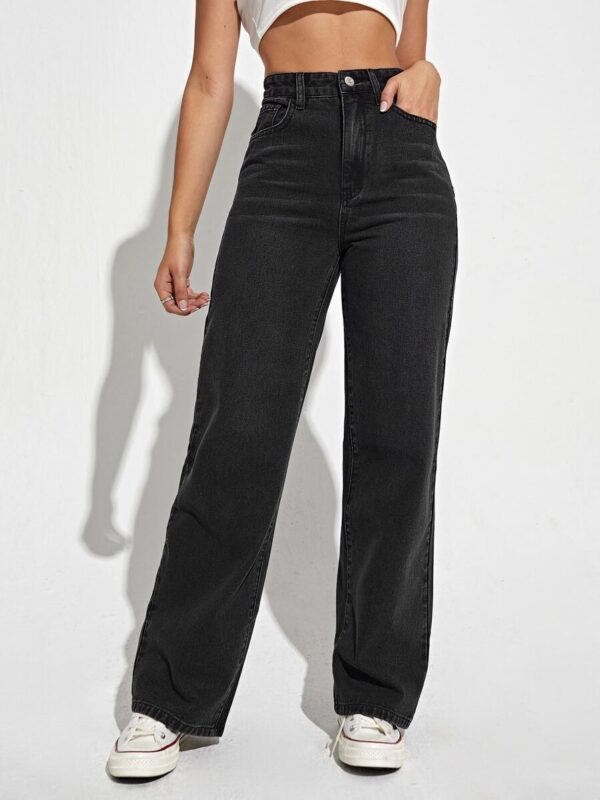 Silia Black Straight Fit Cotton Pants