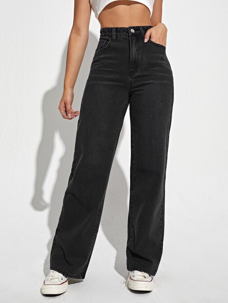 Silia Black Straight Fit Cotton Pants
