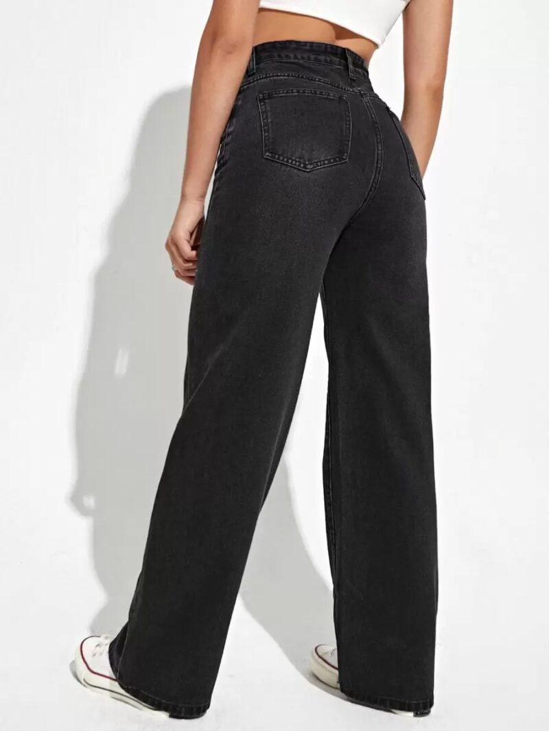 Silia Black Straight Fit Cotton Pants - Image 2