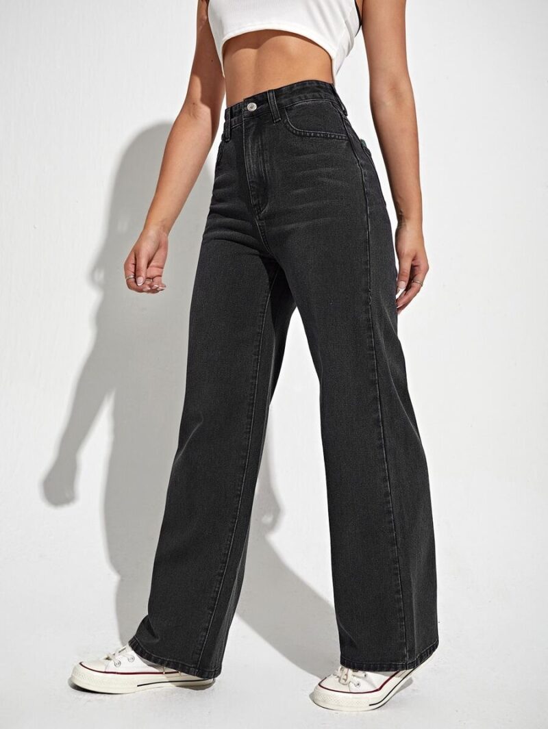 Silia Black Straight Fit Cotton Pants - Image 3