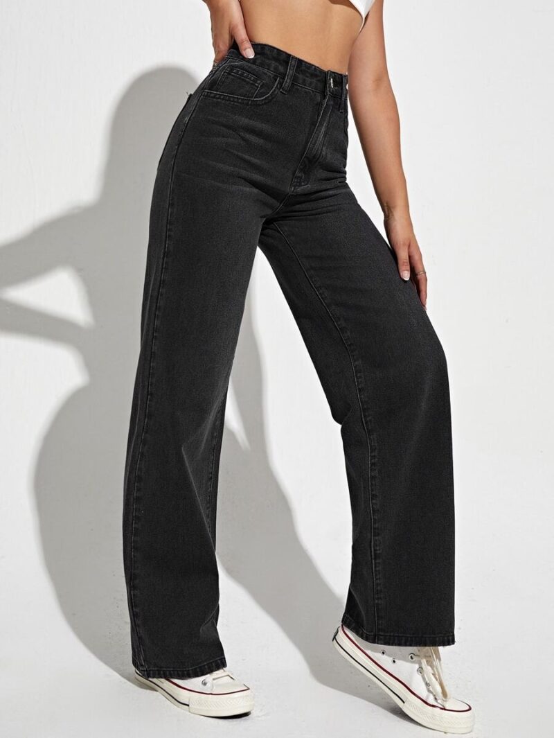 Silia Black Straight Fit Cotton Pants - Image 4