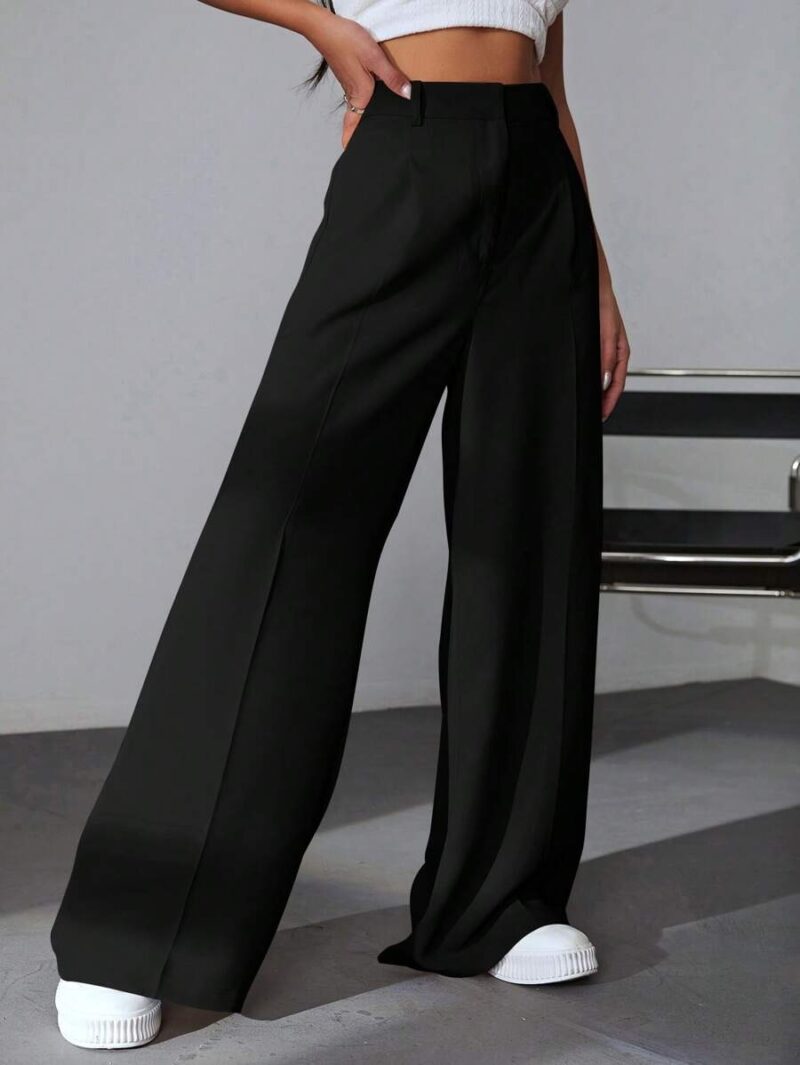 Viona Black Tailored Cotton Trousers - Image 4